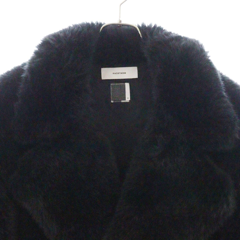 FACETASM(ファセッタズム) 21AW LEOPARD FAUX FUR PEA COAT レオパード ファーコート ブラック CSW-CO-M03