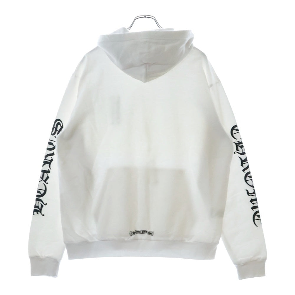 CHROME HEARTS(クロムハーツ) SWTSHRT PLVR バーティカルロゴ 袖プリントプルオーバースウェットパーカー ホワイト