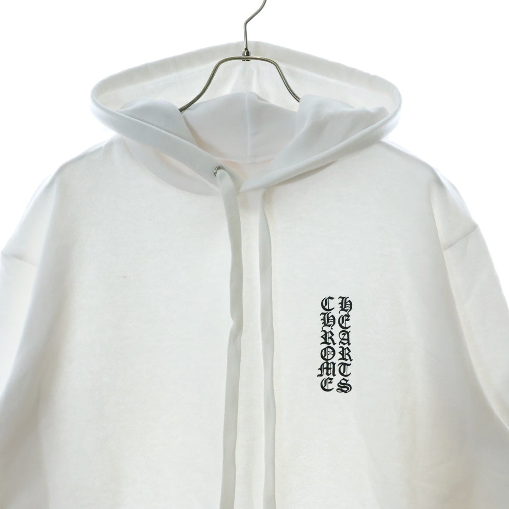 CHROME HEARTS(クロムハーツ) SWTSHRT PLVR バーティカルロゴ 袖プリントプルオーバースウェットパーカー ホワイト