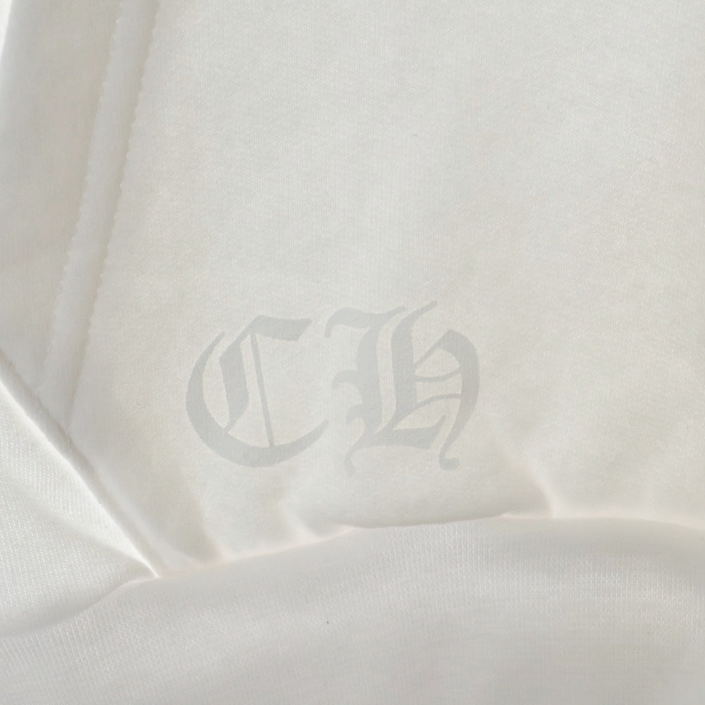CHROME HEARTS(クロムハーツ) SWTSHRT PLVR バーティカルロゴ 袖プリントプルオーバースウェットパーカー ホワイト