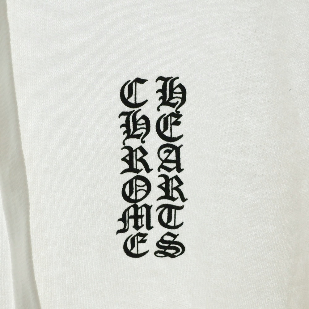 CHROME HEARTS(クロムハーツ) SWTSHRT PLVR バーティカルロゴ 袖プリントプルオーバースウェットパーカー ホワイト