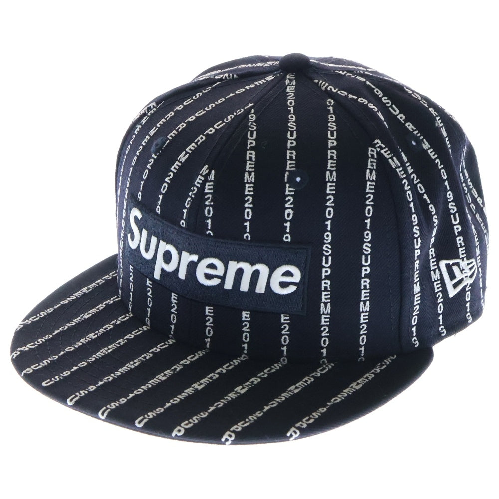 SUPREME(シュプリーム) 19SS × NEWERA Text Stripe Cap ニューエラ テキストストライプ キャップ 帽子 ネイビー