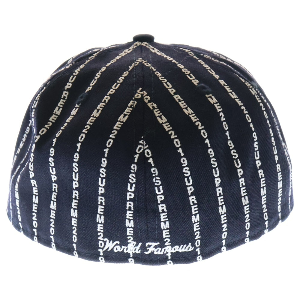 SUPREME(シュプリーム) 19SS × NEWERA Text Stripe Cap ニューエラ テキストストライプ キャップ 帽子 ネイビー