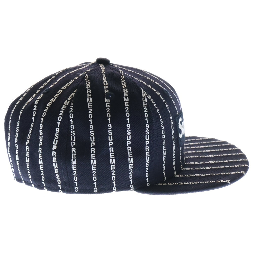 SUPREME(シュプリーム) 19SS × NEWERA Text Stripe Cap ニューエラ テキストストライプ キャップ 帽子 ネイビー