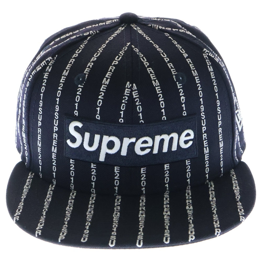 SUPREME(シュプリーム) 19SS × NEWERA Text Stripe Cap ニューエラ テキストストライプ キャップ 帽子 ネイビー