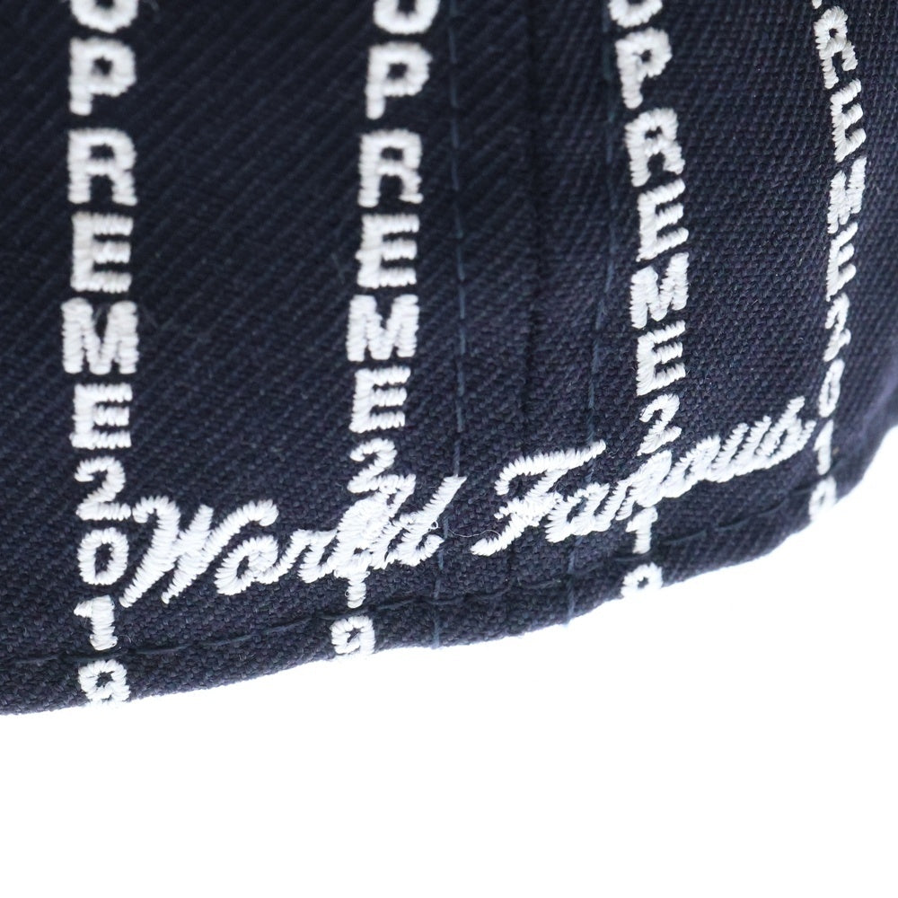 SUPREME(シュプリーム) 19SS × NEWERA Text Stripe Cap ニューエラ テキストストライプ キャップ 帽子 ネイビー