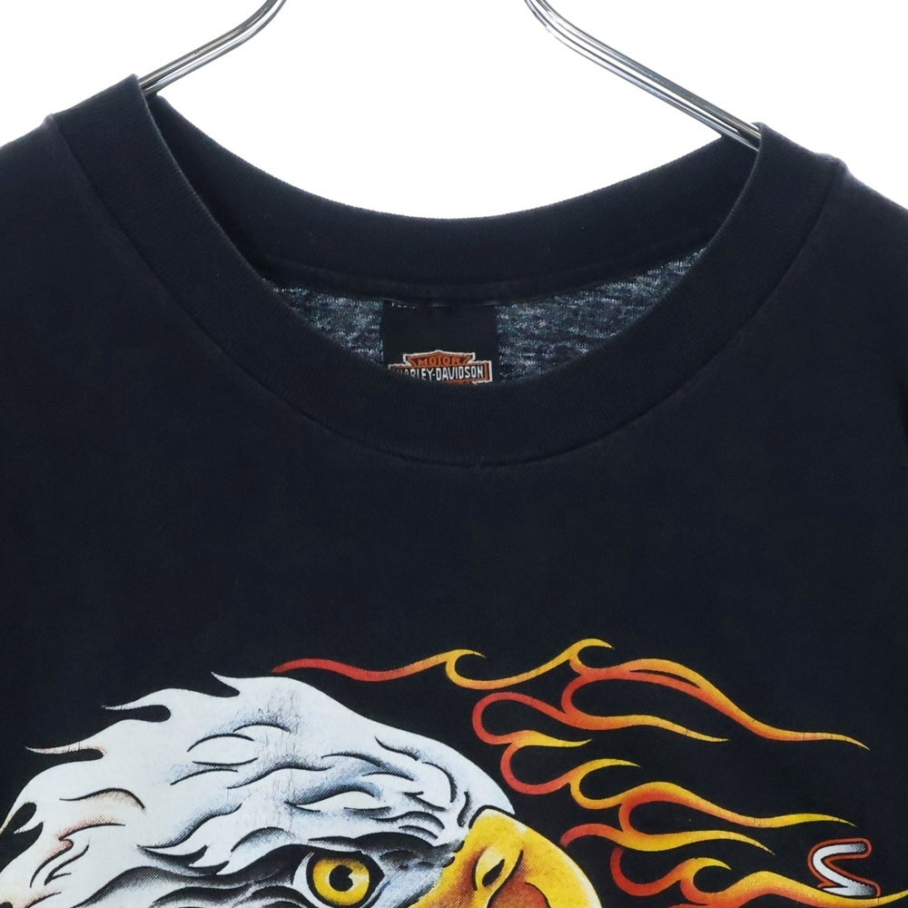 HARLEY DAVIDSON(ハーレーダビッドソン) 90S USA製 ファイアーイーグルプリント ロングスリーブカットソー 長袖Tシャツ ブラック/レッド