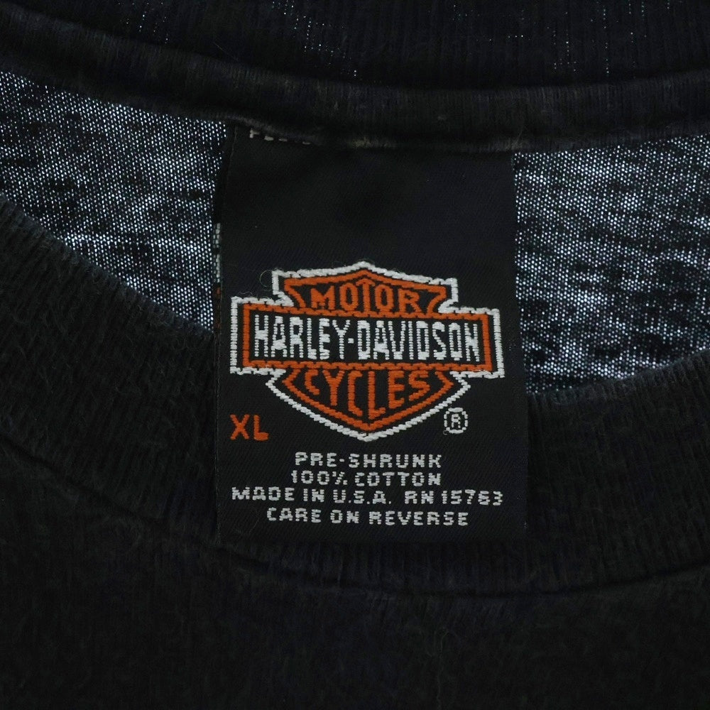 HARLEY DAVIDSON(ハーレーダビッドソン) 90S USA製 ファイアーイーグルプリント ロングスリーブカットソー 長袖Tシャツ ブラック/レッド