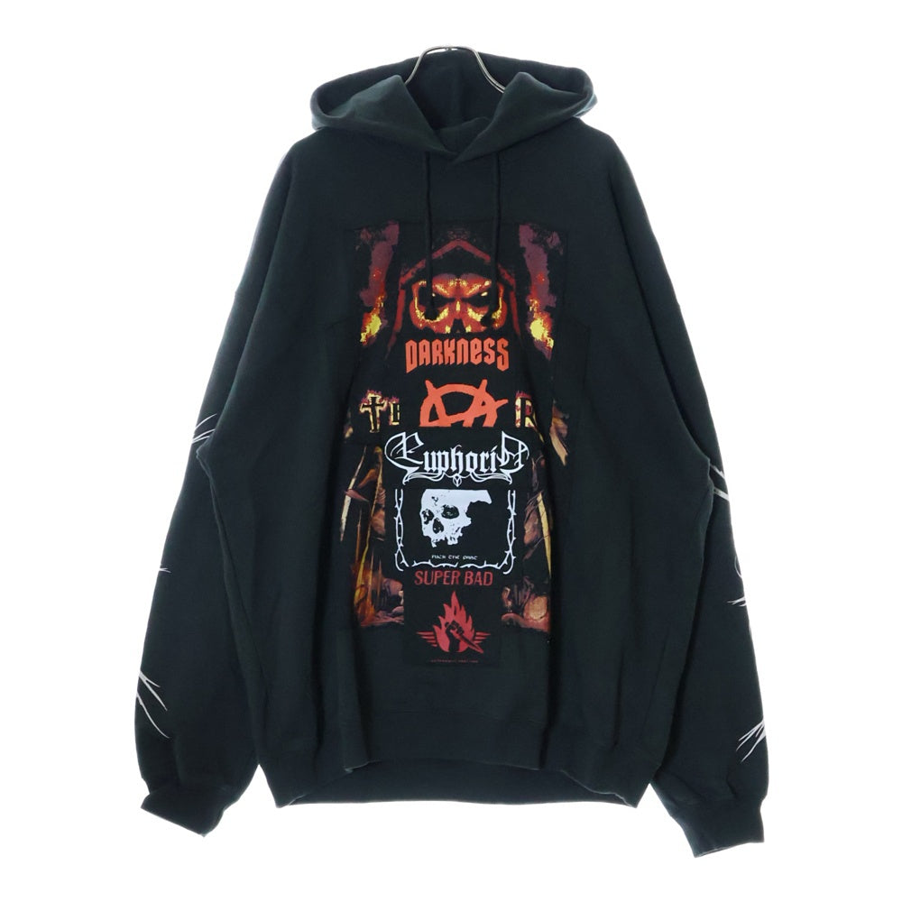 VETEMENTS(ヴェトモン) 20AW Metal Patch Hoodie UAH21TR584 メタルパッチ スウェット フーディー プルオーバーパーカー チャコールグレー