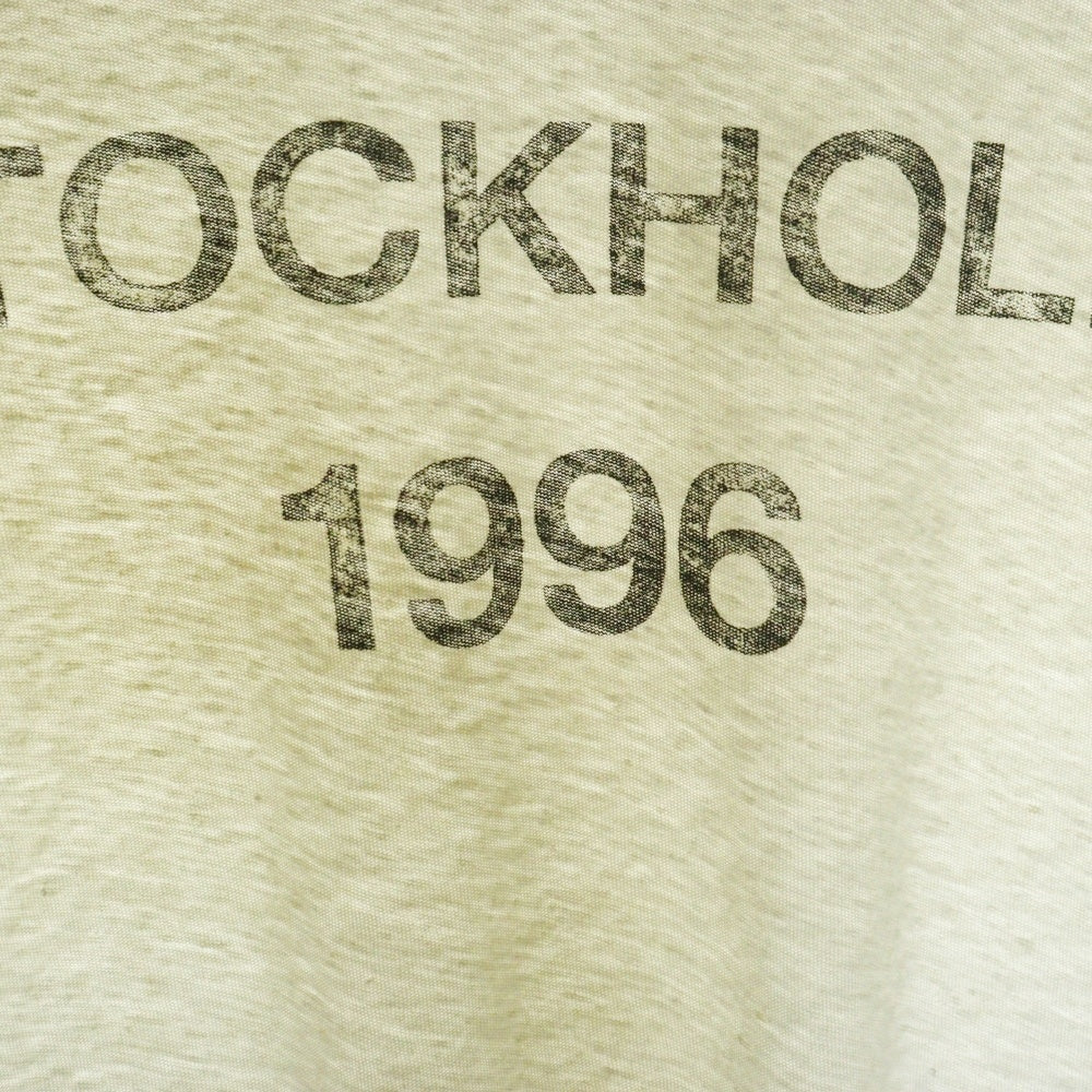 Acne Studios(アクネ ストゥディオズ) プリントロゴ ダメージ クルーネック 長袖Tシャツカットソー ホワイト FN-UX-TSHI000016