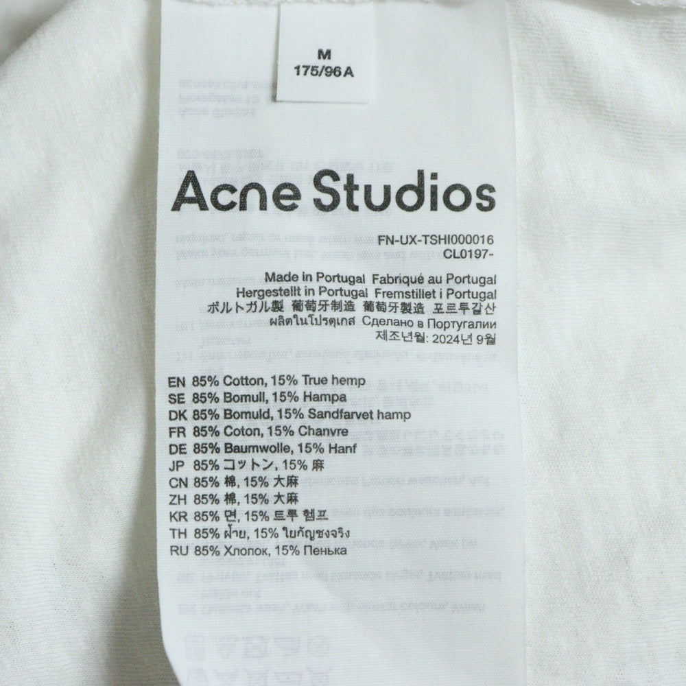 Acne Studios(アクネ ストゥディオズ) プリントロゴ ダメージ クルーネック 長袖Tシャツカットソー ホワイト FN-UX-TSHI000016