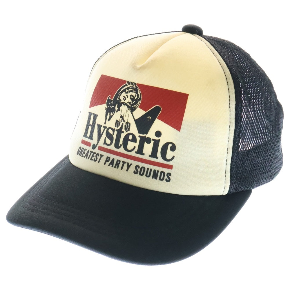 HYSTERIC GLAMOUR(ヒステリックグラマー) GREATEST PARTY SOUDS メッシュキャップ 帽子 ブラック/ホワイト 02233QH05996