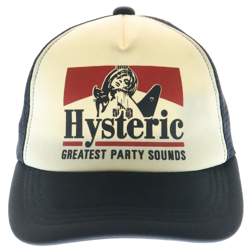 HYSTERIC GLAMOUR(ヒステリックグラマー) GREATEST PARTY SOUDS メッシュキャップ 帽子 ブラック/ホワイト 02233QH05996