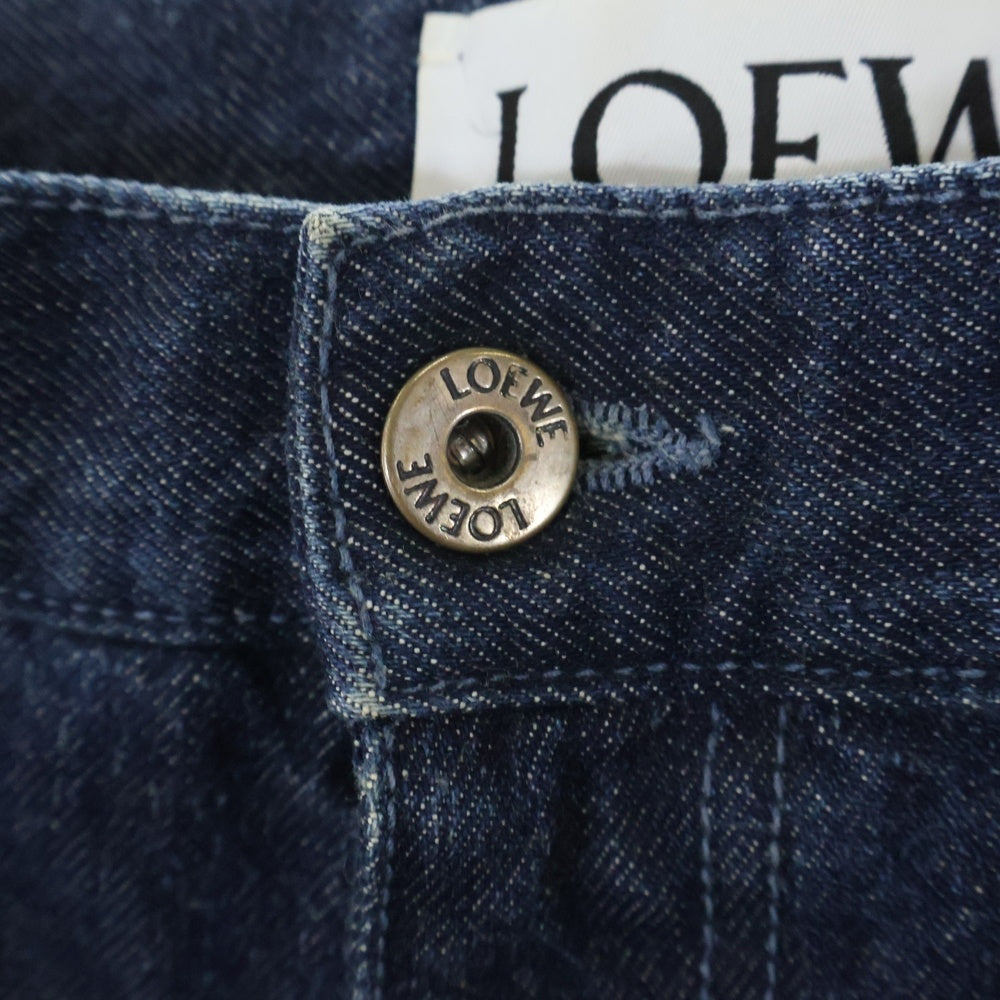 LOEWE(ロエベ) 22SS PATCHED DENIM TROUSERS ダブルニー ワイドデニムパンツ インディゴ H526Y11X06