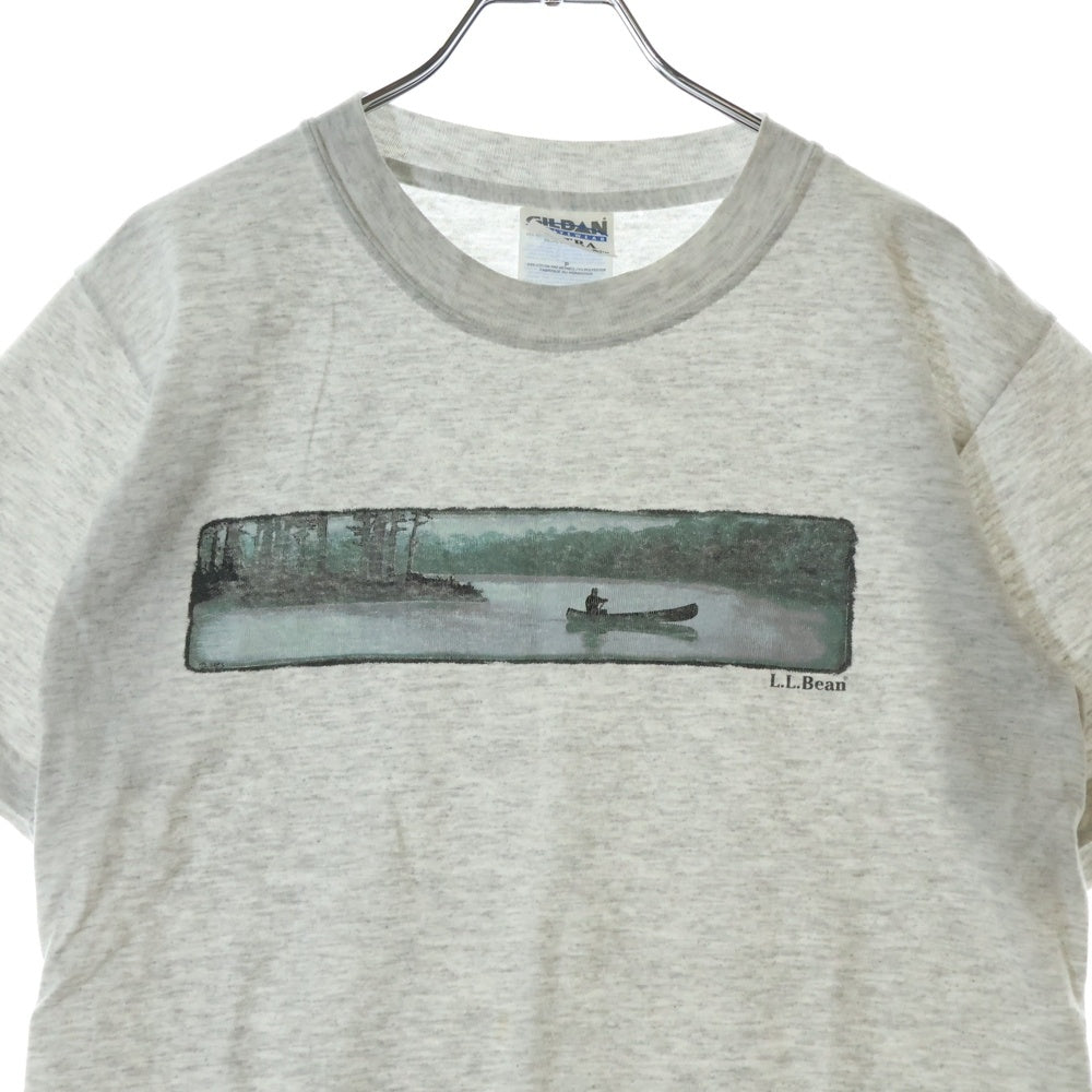 VINTAGE(ヴィンテージ) 00S L.L.Bean GILDAN エルエルビーン ギルダンタグ カヌープリント Tシャツ 半袖カットソー グレー