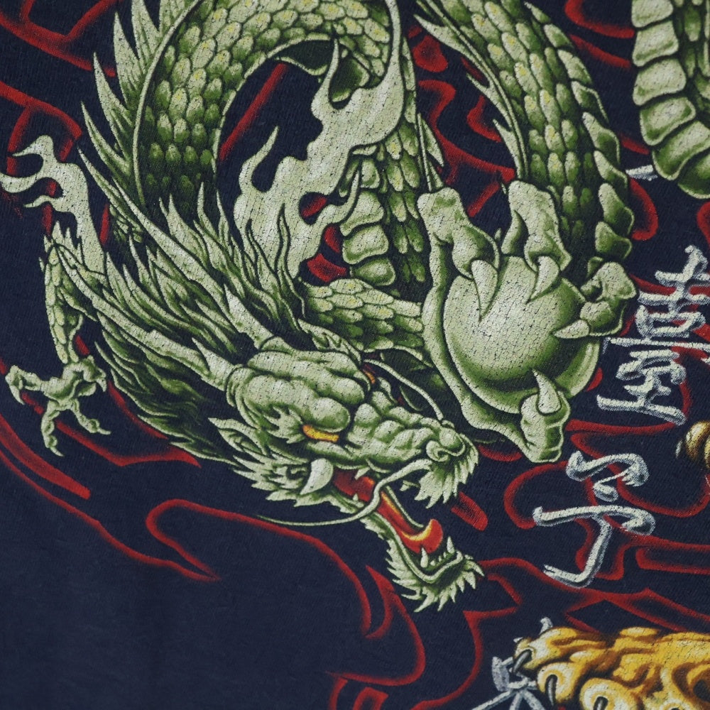 VINTAGE(ヴィンテージ) ODM GUARDIANS OF PARADISE ガーディアンズオブパラダイス 龍虎プリント Tシャツ 半袖カットソー ネイビー