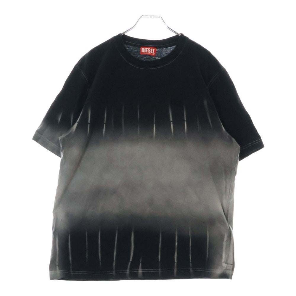 DIESEL(ディーゼル) T-ADJUST-R21 胸ロゴ刺繍 クルーネック Tシャツ 半袖カットソー ブラック/ホワイト A17801 0SLBQ