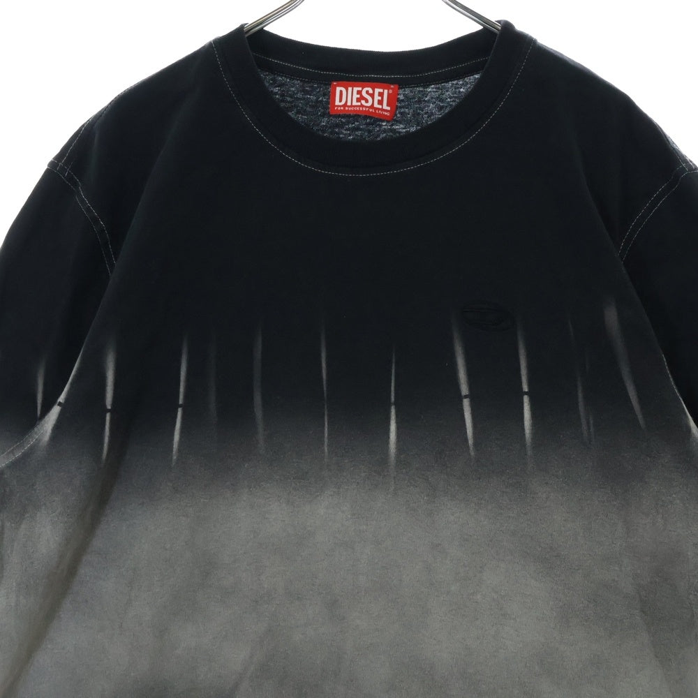 DIESEL(ディーゼル) T-ADJUST-R21 胸ロゴ刺繍 クルーネック Tシャツ 半袖カットソー ブラック/ホワイト A17801 0SLBQ