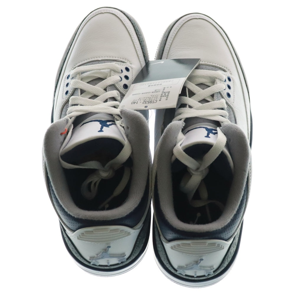 NIKE(ナイキ) AIR JORDAN 3 RETRO MIDNIGHT NAVY CT8532-140 エアジョーダン3 レトロ ミッドナイトネイビー ミッドカットスニーカー ホワイト/ネイビー US8.5/26.5cm