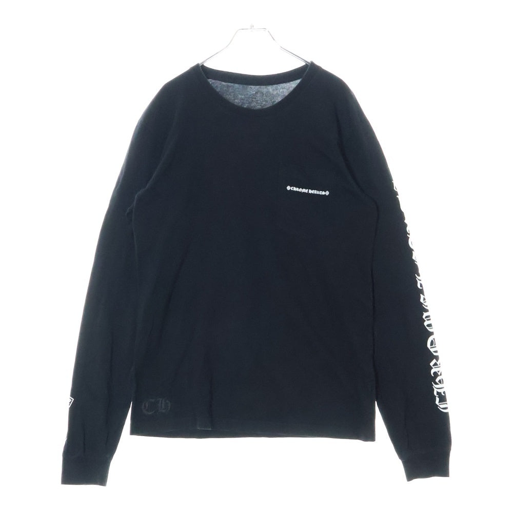 CHROME HEARTS(クロムハーツ) Fuck You L/S Pocket Tee ファックユーバック ロゴ ポケット付き クルーネック 長袖Tシャツ カットソー ブラック