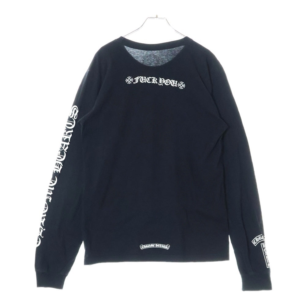 CHROME HEARTS(クロムハーツ) Fuck You L/S Pocket Tee ファックユーバック ロゴ ポケット付き クルーネック 長袖Tシャツ カットソー ブラック