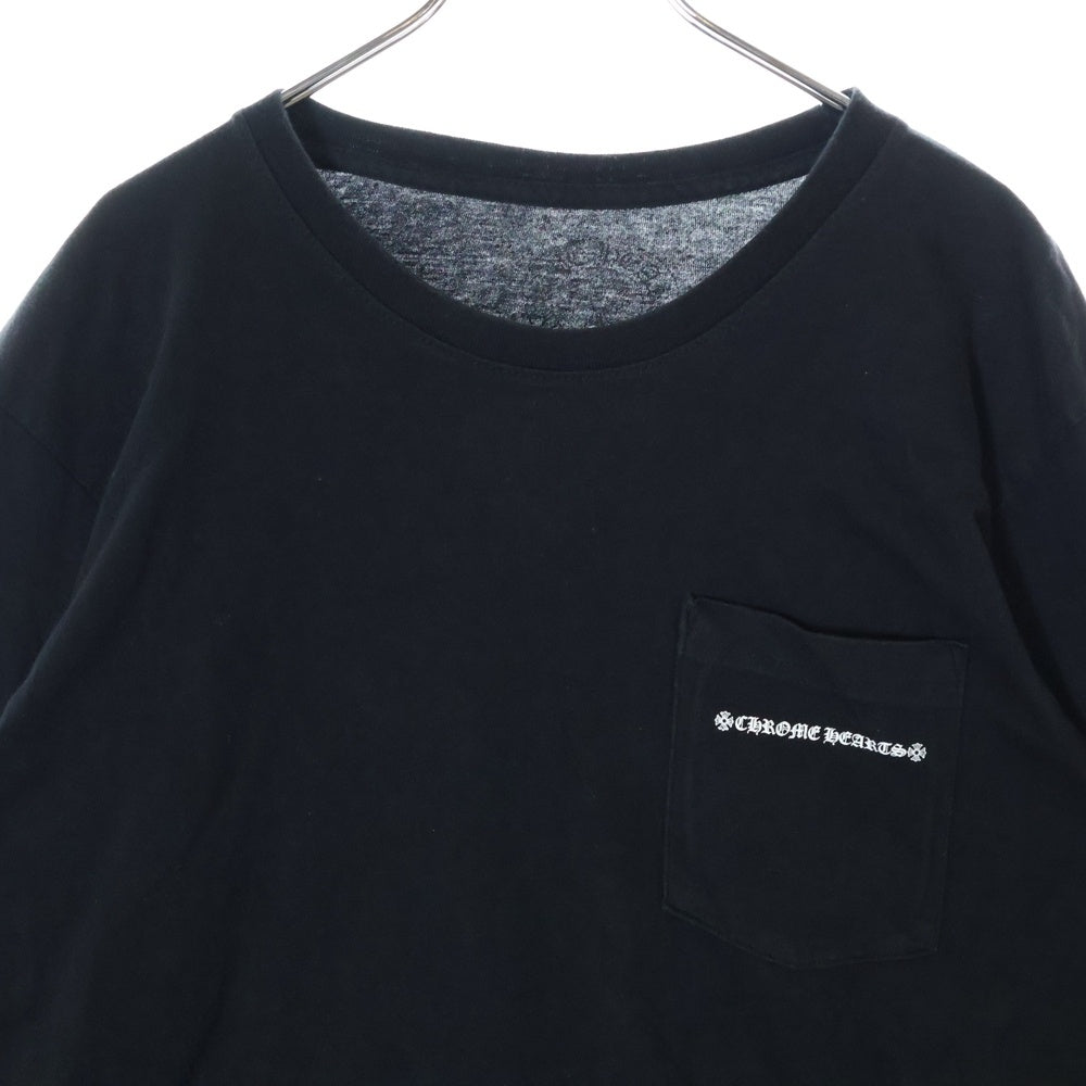 CHROME HEARTS(クロムハーツ) Fuck You L/S Pocket Tee ファックユーバック ロゴ ポケット付き クルーネック 長袖Tシャツ カットソー ブラック