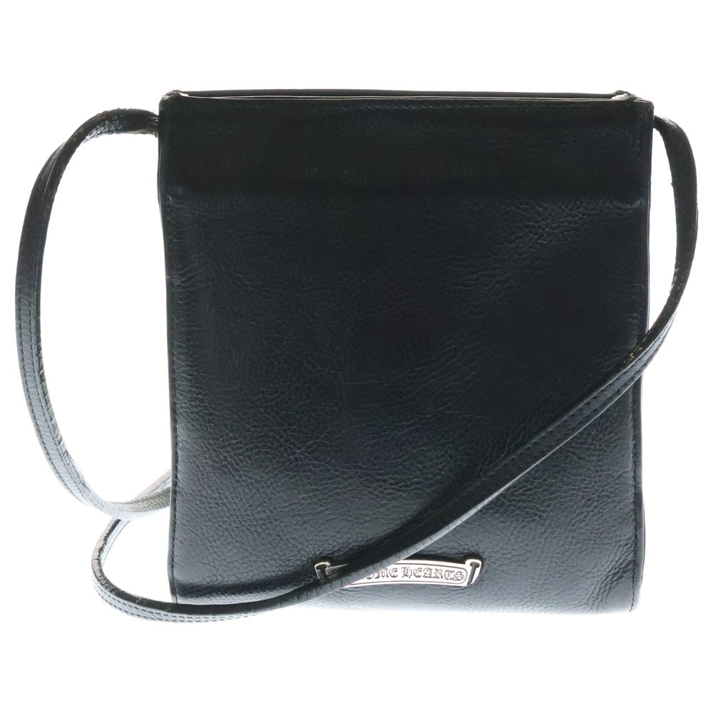 CHROME HEARTS(クロムハーツ) SQ PKT CH CRS スクエアポケットCHクロス スモールCHクロス付きレザーショルダーバッグ ブラック/シルバー