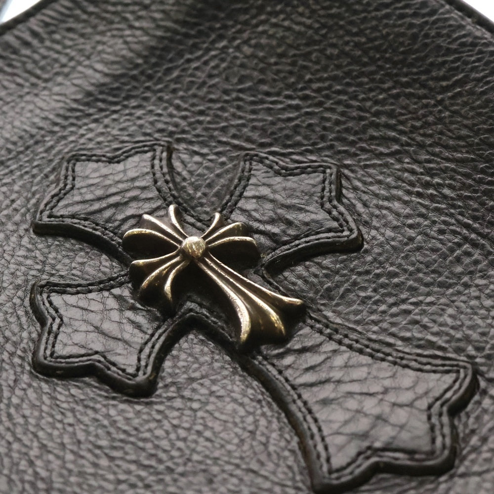 CHROME HEARTS(クロムハーツ) SQ PKT CH CRS スクエアポケットCHクロス スモールCHクロス付きレザーショルダーバッグ ブラック/シルバー