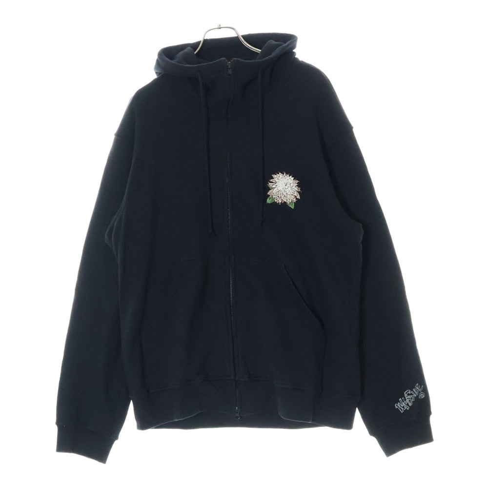 WILDSIDE YOHJI YAMAMOTO(ワイルドサイド ヨウジ ヤマモト) Embroidery Dahlia Zip Hoodie フロント刺繍 ジップアップパーカー フーディー ブラック WS-T79-006