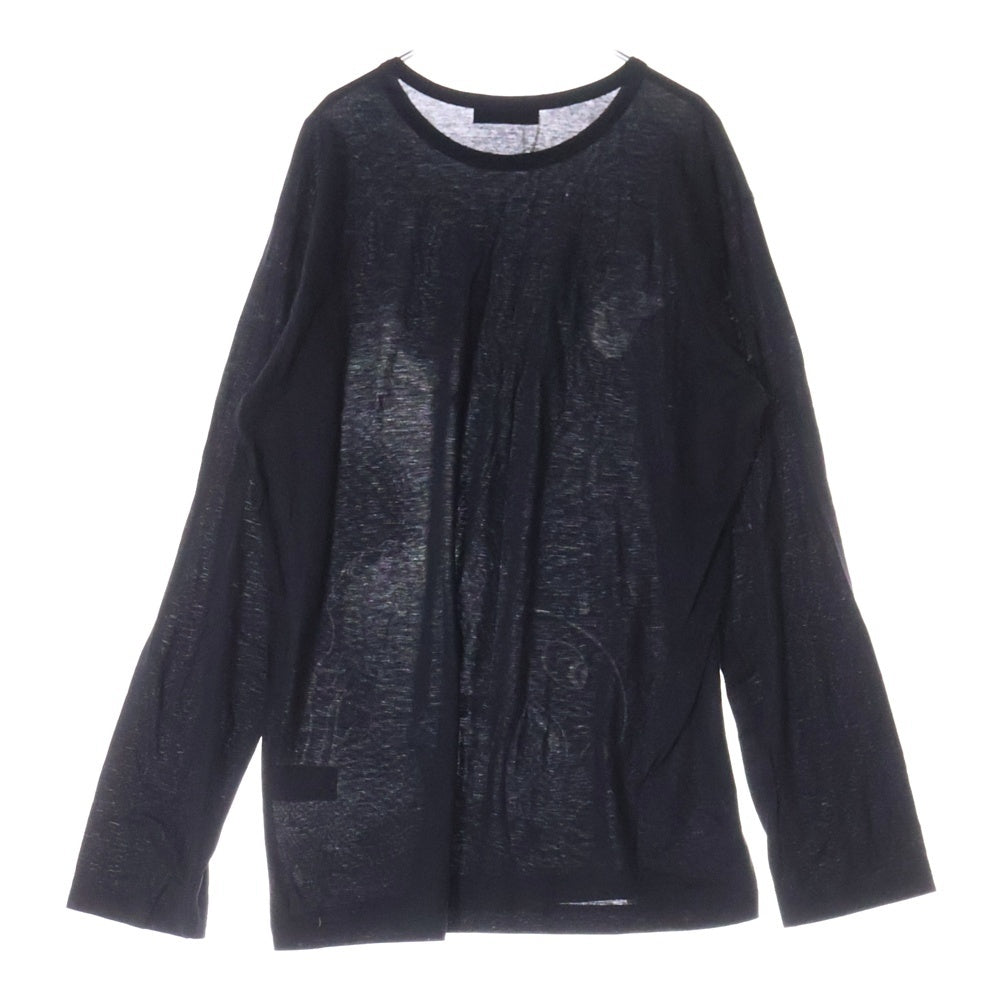 Yohji Yamamoto POUR HOMME(ヨウジヤマモト プールオム) 21AW プリントロングスリーブTシャツ ブラック HX-T69-270