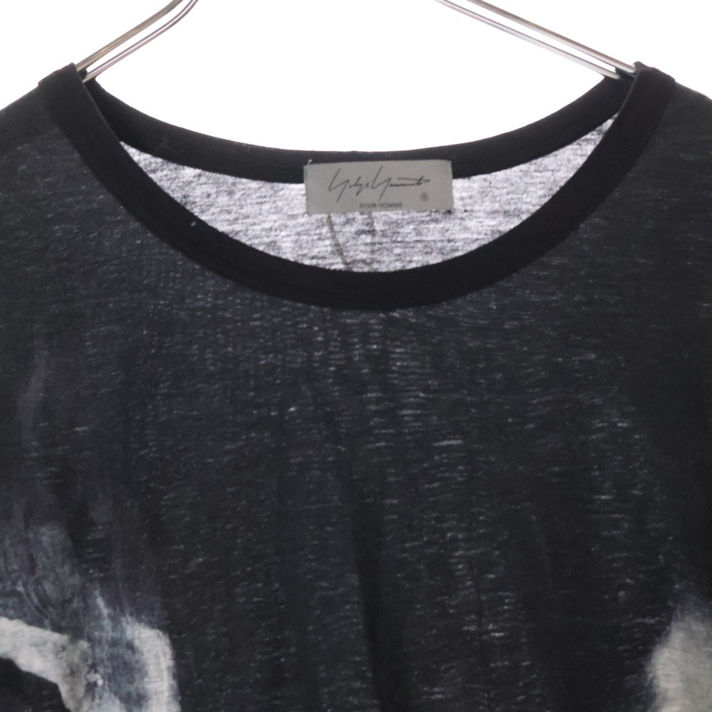 Yohji Yamamoto POUR HOMME(ヨウジヤマモト プールオム) 21AW プリントロングスリーブTシャツ ブラック HX-T69-270
