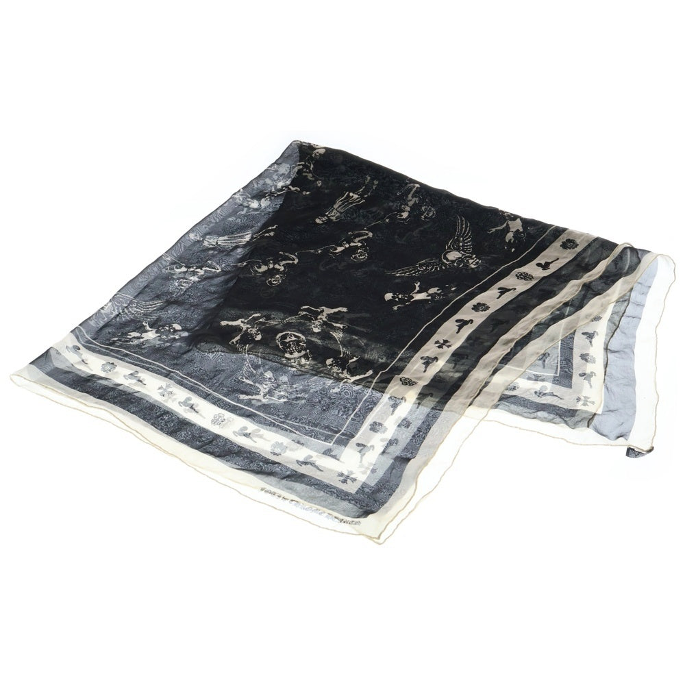 CHROME HEARTS(クロムハーツ) FOTI フォティ バンダナ シルクスカーフ 大判ストール ホワイト/ブラック
