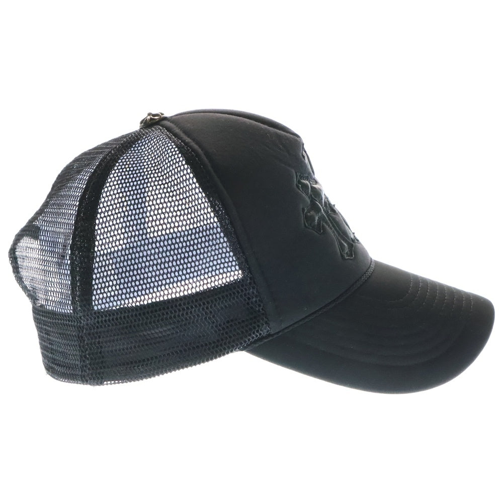 CHROME HEARTS(クロムハーツ) Cemetery Cross Patch Trucker Cap セメタリークロスパッチトラッカーキャップ ベースボールキャップ クロスボール 帽子 ブラック