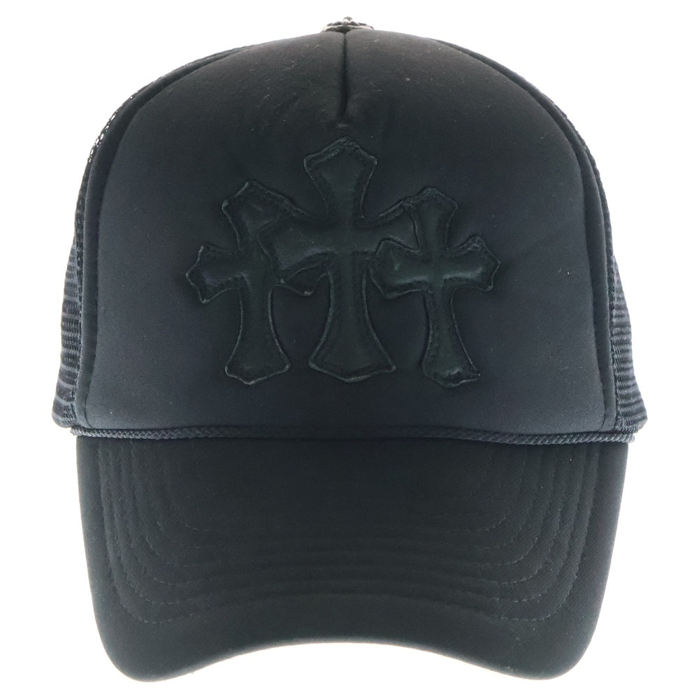 CHROME HEARTS(クロムハーツ) Cemetery Cross Patch Trucker Cap セメタリークロスパッチトラッカーキャップ ベースボールキャップ クロスボール 帽子 ブラック