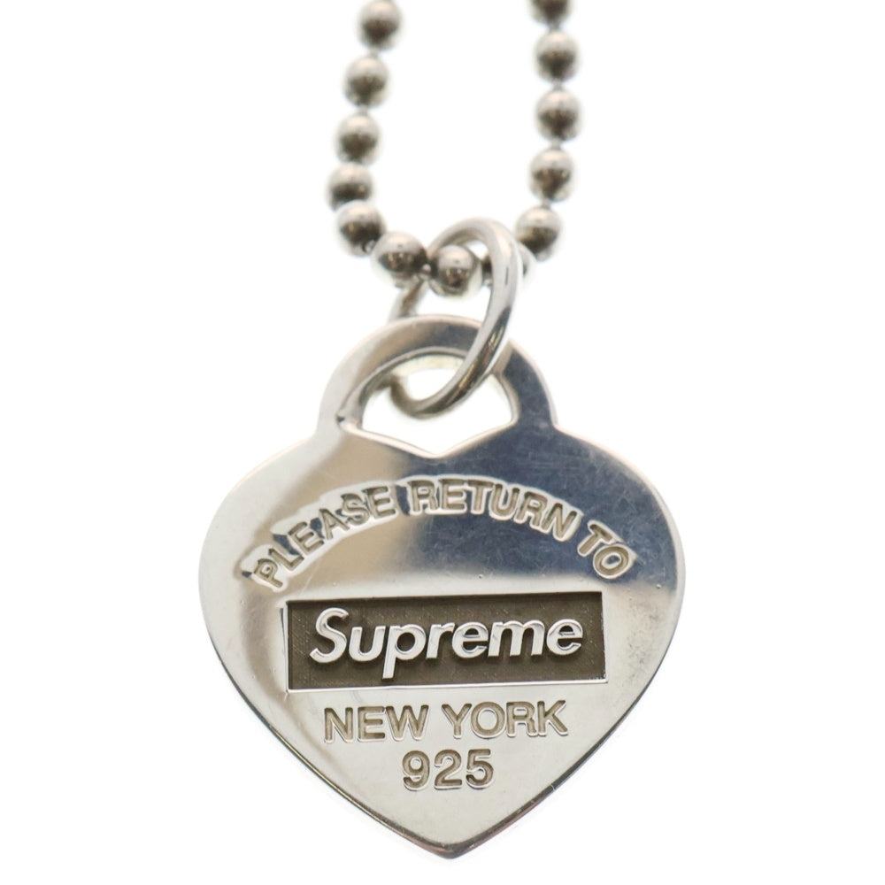 SUPREME(シュプリーム) 21AW × TIFFANY&Co. Return to Tiffany Heart Tag Pendant ティファニー ハートタグペンダントネックレス シルバー