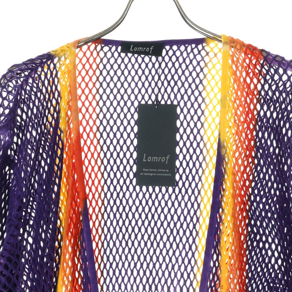 Lamrof(ラムロフ) AMI ART CARDIGAN アミアート メッシュカーディガン パープル/オレンジ LM-24SS-CT02