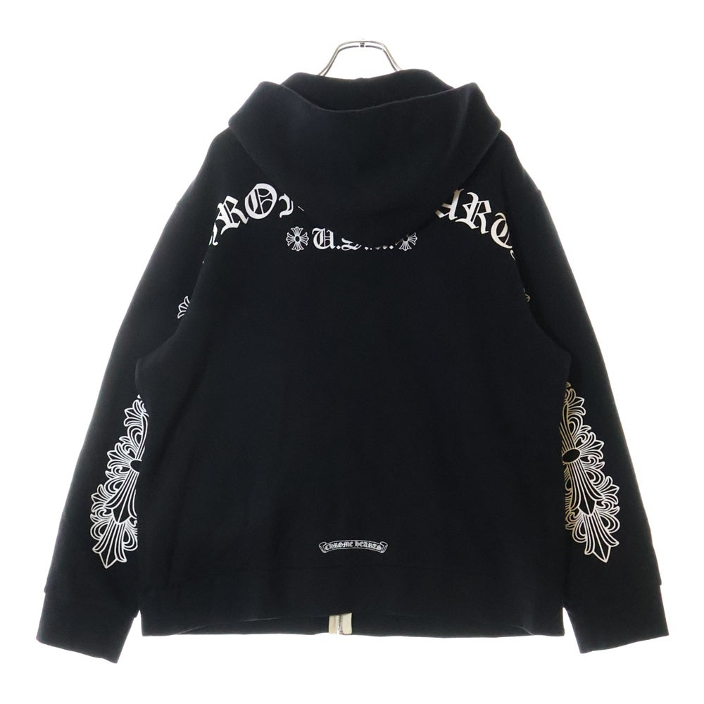 CHROME HEARTS(クロムハーツ) FLRL Zip Hoodie フローラル ジップパーカー アーチロゴ ブラック 2212-304-0456