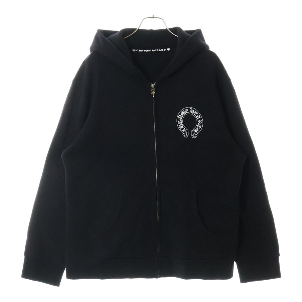CHROME HEARTS(クロムハーツ) FLRL Zip Hoodie フローラル ジップパーカー アーチロゴ ブラック 2212-304-0456