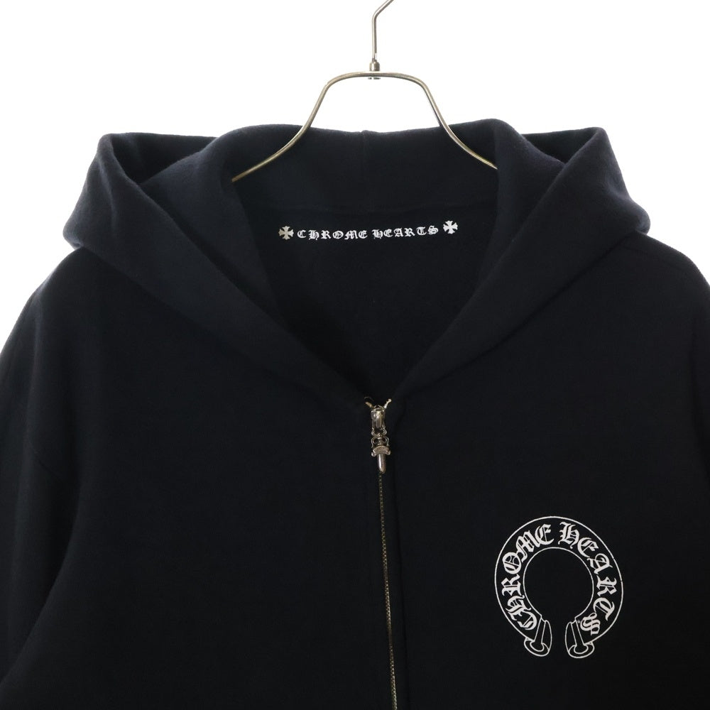 CHROME HEARTS(クロムハーツ) FLRL Zip Hoodie フローラル ジップパーカー アーチロゴ ブラック 2212-304-0456