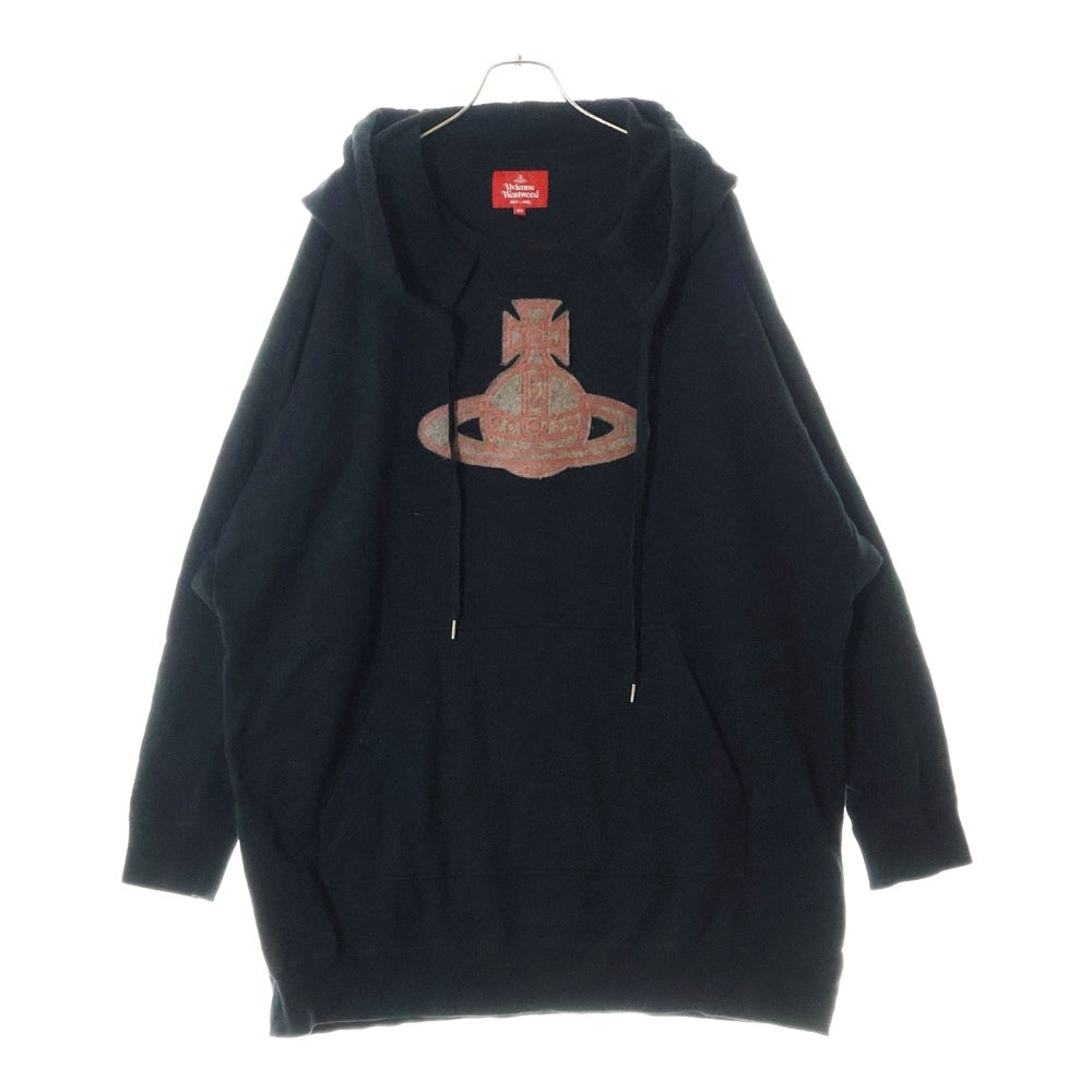 Vivienne Westwood Red Label(ヴィヴィアンウエストウッドレッドレーベル) ロゴ フェルトオーブパッチ スウェット プルオーバーパーカー ブラック 16-12-302018
