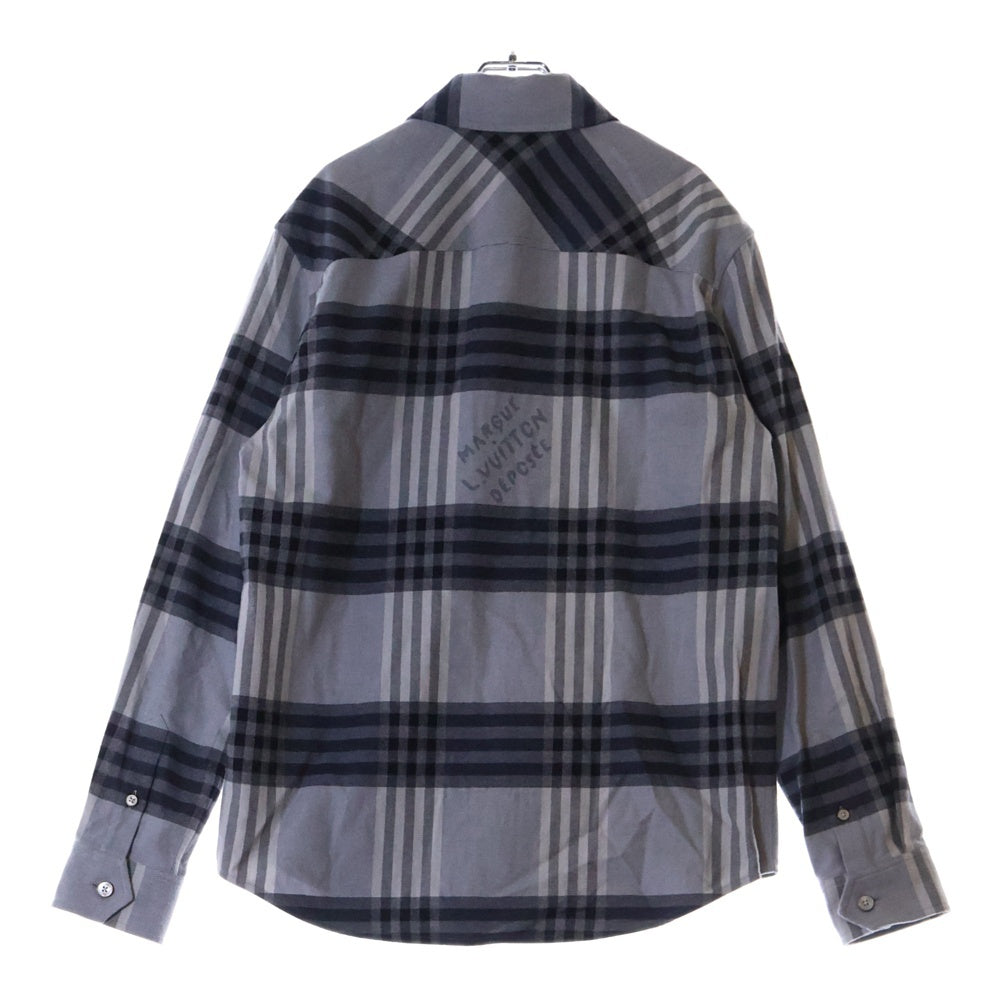 LOUIS VUITTON(ルイヴィトン) 24AW 胸ロゴ ダミエロングスリーブフランネル長袖シャツ グレー RM242M MJV HRS63W