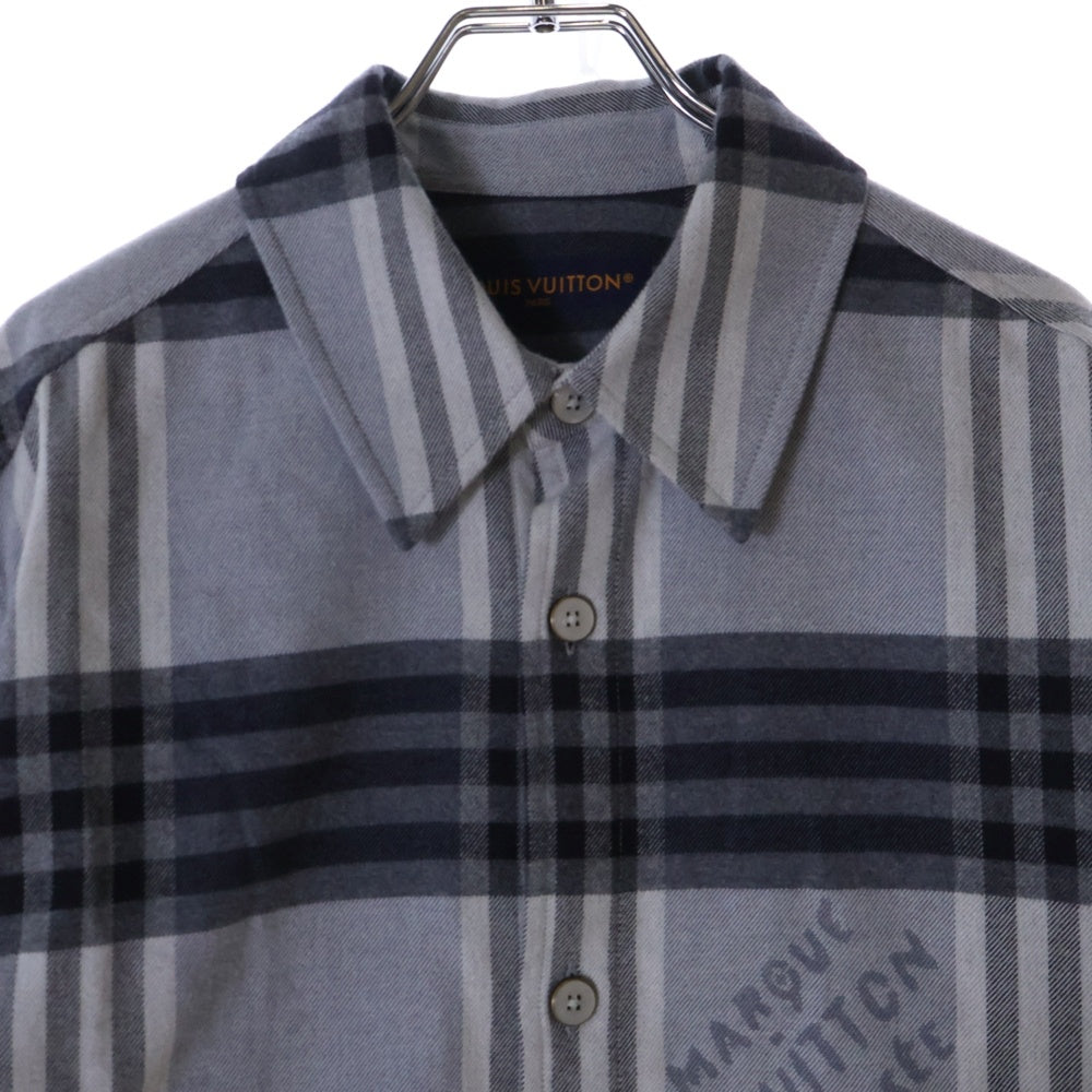 LOUIS VUITTON(ルイヴィトン) 24AW 胸ロゴ ダミエロングスリーブフランネル長袖シャツ グレー RM242M MJV HRS63W