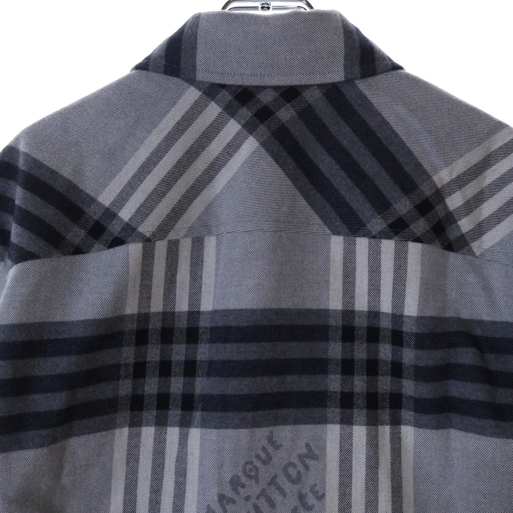 LOUIS VUITTON(ルイヴィトン) 24AW 胸ロゴ ダミエロングスリーブフランネル長袖シャツ グレー RM242M MJV HRS63W