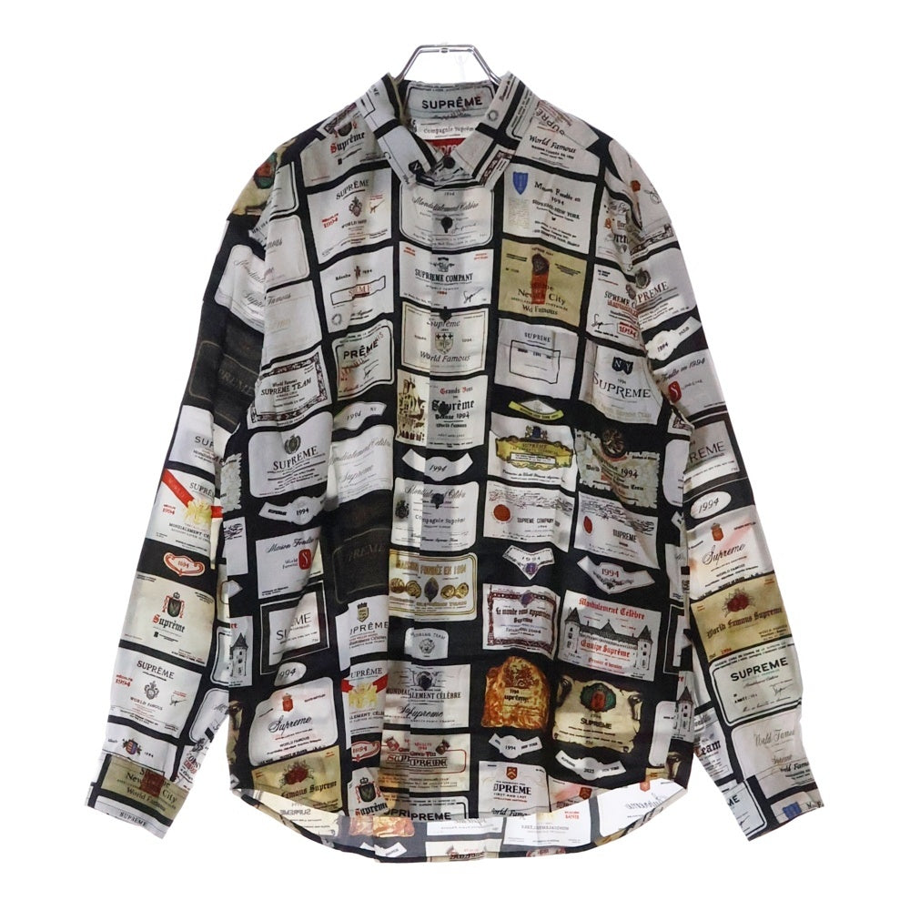 SUPREME(シュプリーム) 24AW Label Shirt 総柄 ラベル レーヨン長袖シャツ マルチカラー