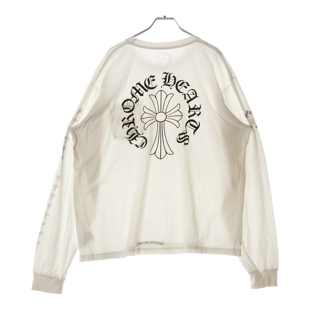 CHROME HEARTS(クロムハーツ) Neck Logo L/S Tee ネックロゴ CHバックロゴ プリント長袖Tシャツ カットソー ホワイト