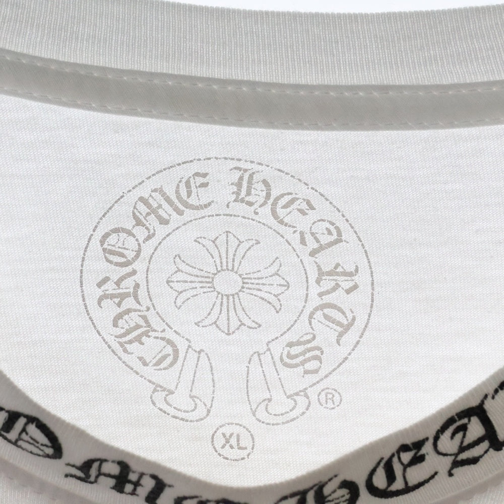 CHROME HEARTS(クロムハーツ) Neck Logo L/S Tee ネックロゴ CHバックロゴ プリント長袖Tシャツ カットソー ホワイト