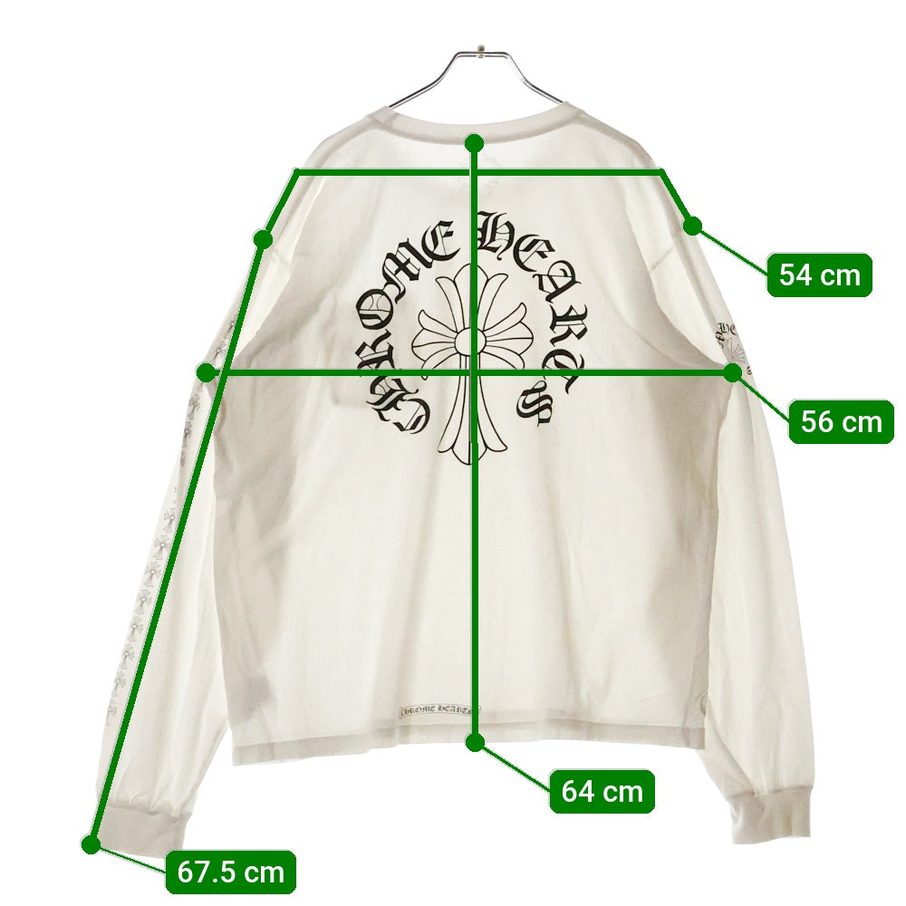 CHROME HEARTS(クロムハーツ) Neck Logo L/S Tee ネックロゴ CHバックロゴ プリント長袖Tシャツ カットソー ホワイト