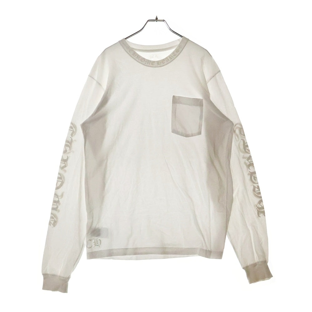 CHROME HEARTS(クロムハーツ) Neck Logo L/S Tee ネックロゴ プリント長袖Tシャツ カットソー ホワイト