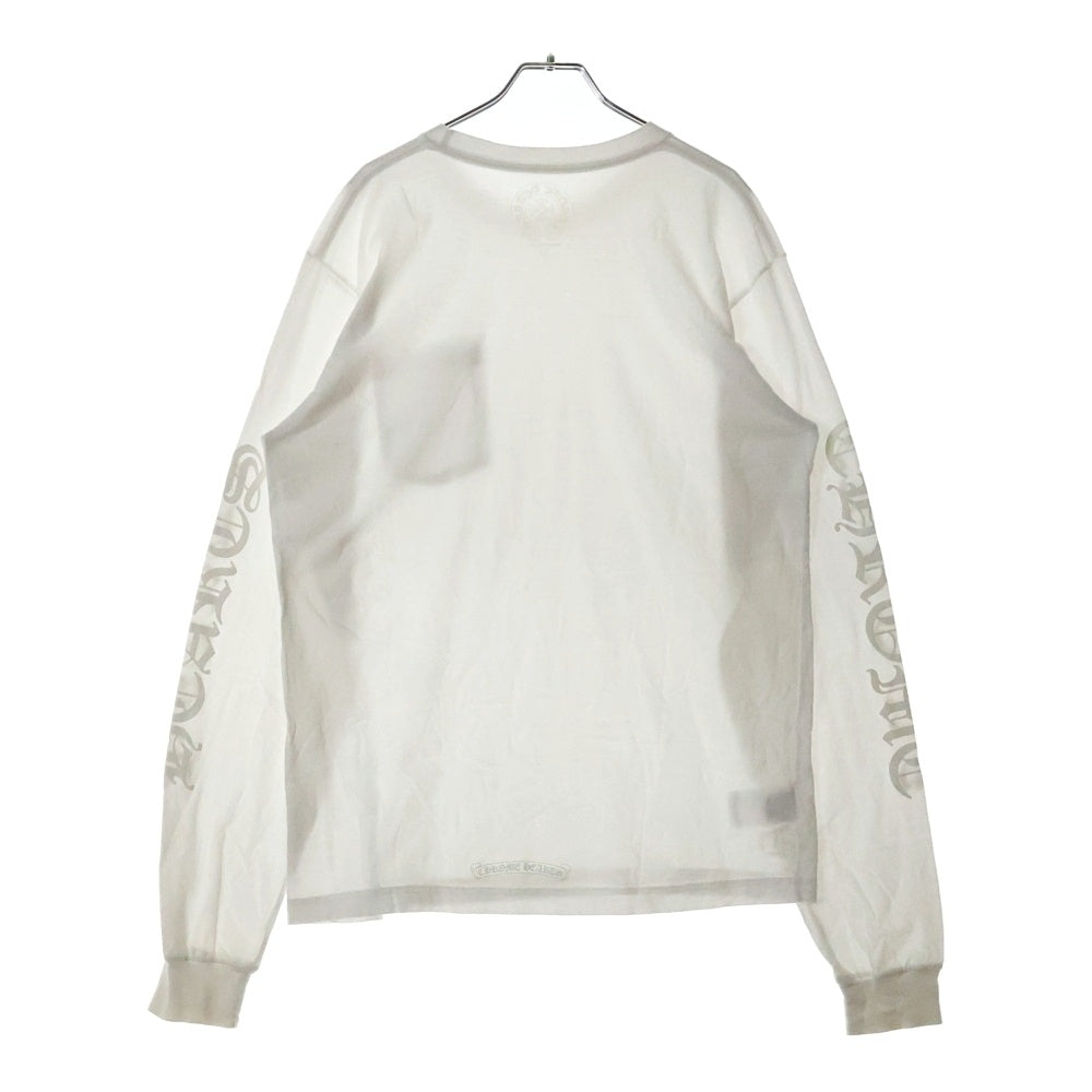 CHROME HEARTS(クロムハーツ) Neck Logo L/S Tee ネックロゴ プリント長袖Tシャツ カットソー ホワイト