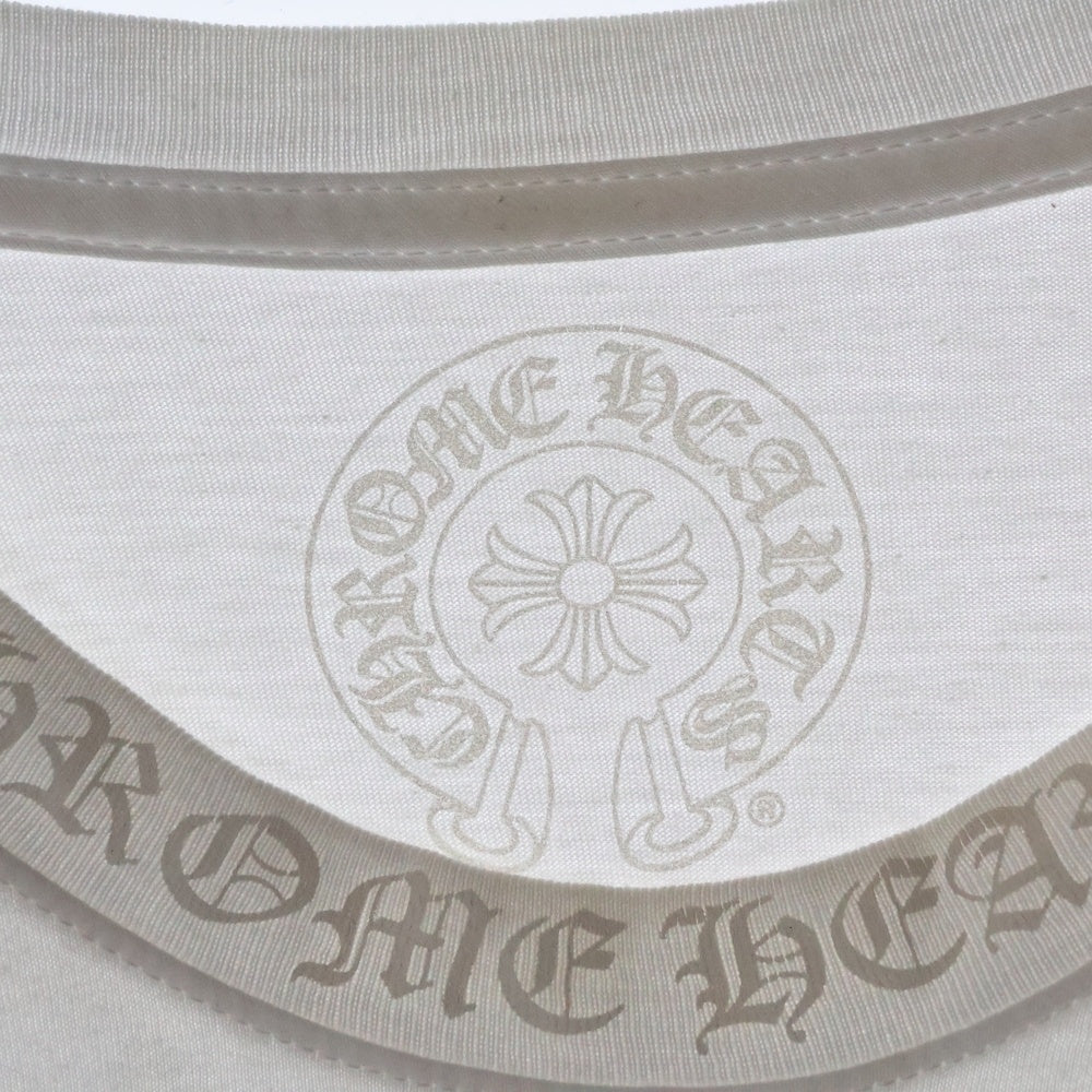 CHROME HEARTS(クロムハーツ) Neck Logo L/S Tee ネックロゴ プリント長袖Tシャツ カットソー ホワイト